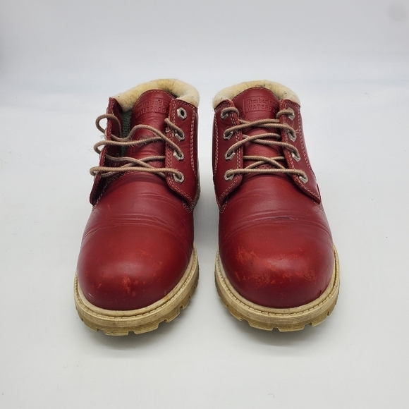 VINTAGE TIMBERLAND NELLIE WATERPROOF BOOTS CITY RED JUNIORS SIZE 5 M SHOES - Picture 6 of 12